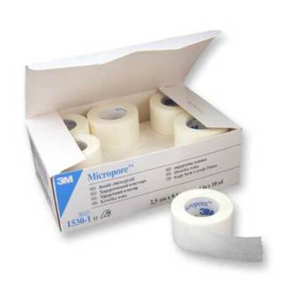 3M Micropore Tape - 2.5cm x 9.1m - Box of 12 Rolls