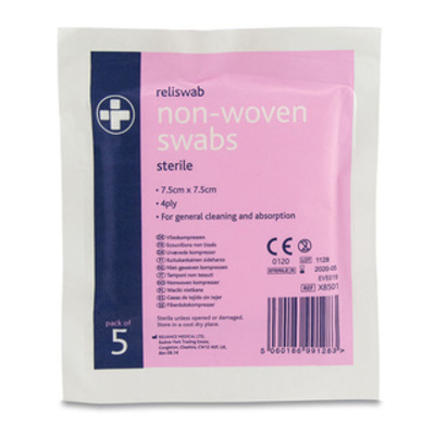 Reliswab Non-Woven Sterile Swabs - 7.5 x 7.5cm - Single Sachet